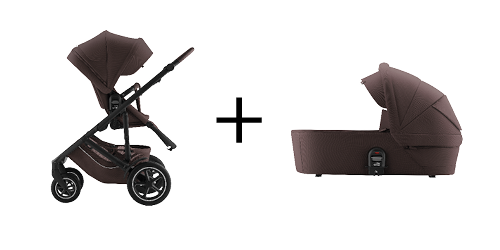 VENNA VENNA lastenrattaat ja VENNA vaunukoppa Teak-värissä, osa VENNA ESSENTIAL -sarjaa